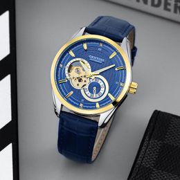 Wristwatches Denvosi Luxury Exquisite Business Men's Luminous Waterproof Leather Automatic Mechanical Watch