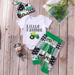 Clothing Sets Baby Boys Outfit Short Sleeve Letters Print Romper With Pants And Hat Infant Clothes
