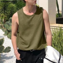 Men's Tank Tops INCERUN Men Sets Solid Colour O-neck Sleeveless Summer Casual Male Vests Streetwear 2024 Breathable Leisure Clothing S-5XL