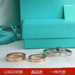 Designer Brand 18k Rose Gold Three Diamond Ring High Quality Luxury Small Alphabet Qixi Valentines Day Gift