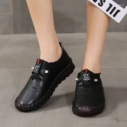 Casual Shoes Black Sneakers Women's Orthopedic PU Leather Moccasins Woman Slip On Cushion Loafers Lady Oxford