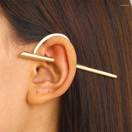 Backs Earrings AOMU Vintage Metal C-shaped Straight Clip For Women Hip Hop Punk Gold Colour Without Piercing Cartilage Ear Cuff Jewellery