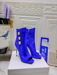 Women039s Designer Boots Fashion Open Toe Zipper Metal Heel 95cm High Heel Shoes Luxury Show Party Light Shoe Box Size 35424526019