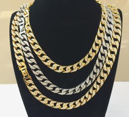 Hip Hop Bling Fashion Chains Jewellery Men Gold Silver Miami Cuban Link Chain Necklaces Diamond Iced Out Chians Necklaces Hip Hop Je2916629