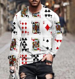 Men039s T Shirts 2022 Tshirt Long Sleeve Poker 3D Printed Round Neck Short Street Trend Top2942619