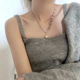 Pendants VENTFILLE 925 Sterling Silver Sweater Necklace Fashion Punk Hip Hop Splicing Chain Sweet Couples Party Jewellery Gifts 2024