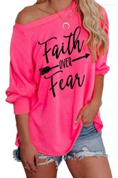 Women's T Shirts Faith Hope Love Flower Letter Print Shirt Women Summer Long Sleeve Fashion Casual T-shirt