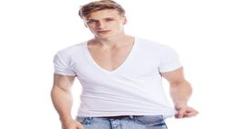 Deep V Neck Tshirt for Men Low Cut Vneck Wide Vee Top Tee Male Modal Drop Tail Slim Fit Short Sleeve Tshirt Invisible Undershirt C2330104