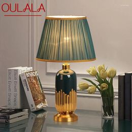 Table Lamps OULALA Modern Ceramic Lamp LED Simple Creative Green Nordic Bedside Desk Light For Home Living Room Bedroom Decor