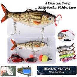 Robotic Swimming Fishing Lures Electric USB Rechargeable LED Light Multi Jointed Wobbler Swimbait Hard Lures Pesca Tackle 240517