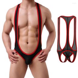 Bras Sets Sexy Mesh Bodysuit Jockstrap Bodywear Erotic Teddies Underwear Wrestling Singlet Leotard Jumpsuits Suspender For Men/Gay