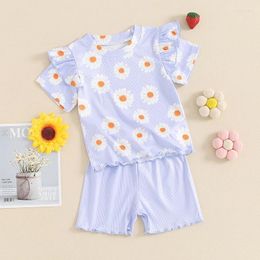 Clothing Sets Fhutpw Toddler Baby Girl Summer Clothes 1T 2T 3T 4T 5T Floral Print Short Sleeve T Shirt Tops Shorts 2Pcs Outfit Set