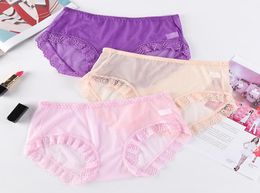 3PcsLot Mesh UltraThin Sexy Lingerie Fashion Women Underwear Plus Size 4XL Lace Transparent Hollow Panties3769138