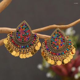 Dangle Earrings Vintage Feng Shui Droplets Full Of Diamonds Colourful Tassel Round Plate Ball
