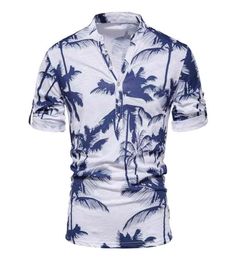 AIOPESON Hawaii Style TShirts Men Summer Casual Stand Collar 100 Cotton s T Shirt Fashion High Quality Clothing 2107079249153