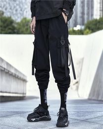 2020 MultiPocket Cargo Pants Men Harajuku Hip Hop Streetwear Joggers Man Elastic Waist Sweatpants Techwear9382367