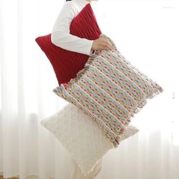 Pillow Modern Red Light Luxury Cover High-end Texture Pillowcase Geometric Crochet Tassels Home Living Room Decor