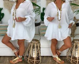 Women039s Swimwear 2021 Loose Women Cover Ups White Beach Dress Cotton Kimono Coverups For Swimsuit Up Woman2140846