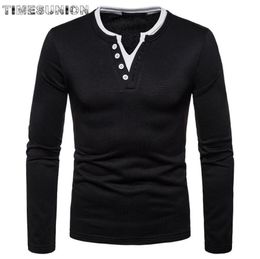 mens fashion 2020 collar mens t shirts top quality long sleeves Solid Colour cotton tshirt homme2855528