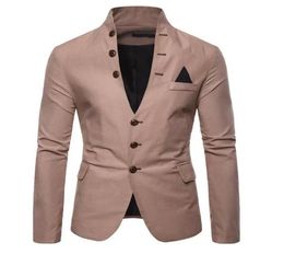 Men039s Suits Blazers Slim Fit Men Suit Jacket Fashion Mens Casual Blazer Stand Collar Party Costume Solid4444821