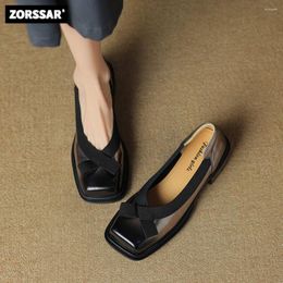 Casual Shoes Size 34-42 Women's Flats Single Patent Leather Retro Style Square Toe Shallow Flat Loafers Black Grey Office Career