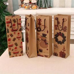 Christmas Decorations Supplies Holiday Accessories Kraft Paper Party Wine Bottle Gifts Festival Bag