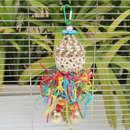 Other Bird Supplies Toys Straw Hats Coloured Shredded Paper Bells Chewy Skewers Puzzle Solving Cute Doll Shaped Parrot