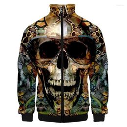 Men's Jackets Terror Skull Pattern 3D Printed Jacket Sportswear Spring Stand-up Collar Zipper Sweater Baseball Clothing Vintage