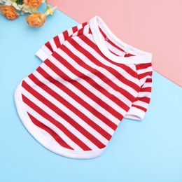 Dog Apparel POPETPOP Clothes Navy Stripe Cotton T Shirt Summer Clothes- Size XS ( Red )