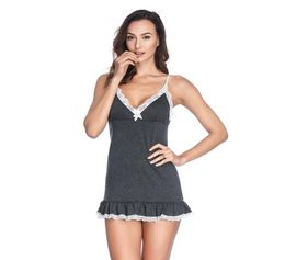 Sexy Women Backless Lace Nightgown Lingerie Elegant Cotton Nighty Strap Sleep Shirt Summer New Ladies Ruffles Night Dress SXL7945082