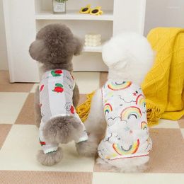 Dog Apparel Spring And Summer Anti-mosquito Clothing Puppy Mesh Breathable Clothes Cartoon Full Print Pet Onesie Teddy Yorkshire Vest