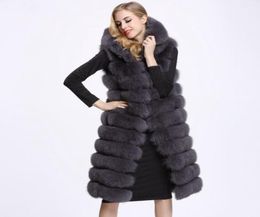 Winter Woman Long Faux Fur Vest High Quality 11 Lines Hooded Female Fur Clothing Warm Outwear8459622