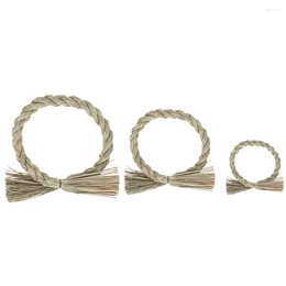 Decorative Flowers Japanese Grass Ring Woven Wreath Straw Wall Hanging Festival Decor Pendant Natural Home