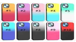 Gradient Double Color Cellphone Hybrid Armor Phone Cases For iPhone 14 Pro Max 13 12 11 Combo 2 in 1 TPU PC Shockproof Mobile Back1429819