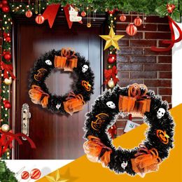 Decorative Flowers Home Sweet Wreath Christmas Decorations For Outside Door Halloween Decor PVC Round Black Handicrafts