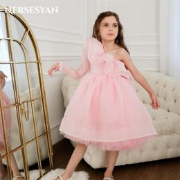 Girl Dresses Nersesyan Shiny Pink Flower For Wedding A-Line Inside Tulle Tiered Ruffles Occasional Birthday Party Gowns Solid