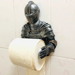 Statue Knight single roll tissue holder wall mounted toilet paper dispenser Gothic bathroom decoration paper towel rack 240518