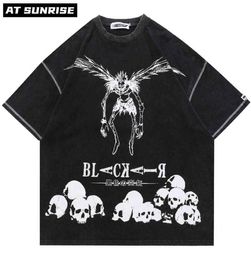 Hip Hop Streetwear Harajuku T Shirt Japanese Death manga Note Print Tshirt Men Summer Short Sleeve TShirt Loose Tops Tee6631027