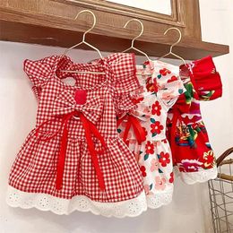 Dog Apparel Pet Clothes For Small Print Puppy Princess Skirt Summer Dress Fashion Cute Flying Sleeve Cat Costumes
