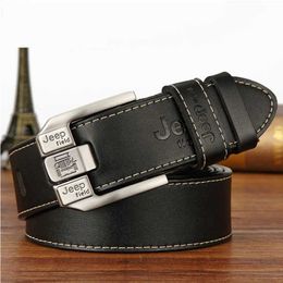 Other Fashion Accessories Fashionable mens casual genuine leather belt high-quality denim retro clip buckle mens design brown belt 3.8cm wide J240518