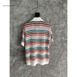 Casablanca Designer Knitting Men and Women Rainbow Stripe Magliette a maglia abbottonati Shirt cardigan sciolto 3E4