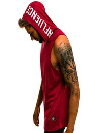 Men039s Tank Tops Men Hoodies Top Sleeveless Muscle Gym Sport Slim Vest Bodybuilding Hooded Hip Hop Streetwear Workout Elastic2903624