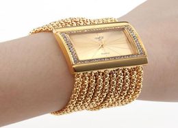 Women039s Gold Band Golden Dial Diamond Bracelet Style Wrist Watch Bangle Luxury Diamond Square Face Women Lady Girl Bracelet Q5456692