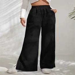 Women's Pants Autumn 2024 High-waisted Casual Europe And The United States Plain Corduroy Slit Hem Trousers Woman