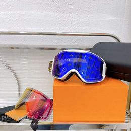 Louiseviution Designer Ski Goggles Luksusowe narty okulary przeciwsłoneczne Profesjonalne najwyższej jakości różowe szklanki niebieskie podwójne warstwy mgły zimowe narciarstwo śniegu na świeżym powietrzu 853