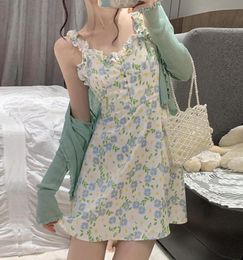 CZJMS Chiffon Cami Dress Print Floral Casual Dress High Waist Loose Dress elegant Clothes Korean Summer fashion 2205208481136