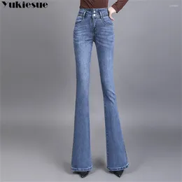 Women's Jeans Autumn High Waist Flare Women Korean Style Fashion Leisure Slim Trendy Stretchy Hipster Vintage Elegant Full Length Lady