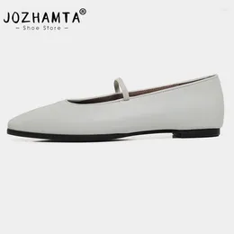 Casual Shoes JOZHAMTA Size 34-43 Women Ballet Flats Soft Real Leather Low Heels 2024 Ins Spring Daily Office Dress