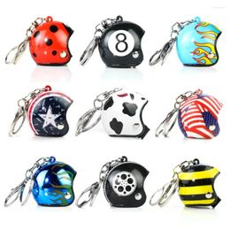Keychains Motorcycle Helmets Keychain Cute Flame Flag Safety Hat Car Keyring For Bag Charm Key Chain Gifts Fashion Jewelry Accessories