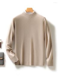 Men's Sweaters Autumn Winter Basic Mock Neck Pullover Sweater Smart Casual Long Sleeve Clothes 30% Merino Wool Knitwear Soft Warm Jumper